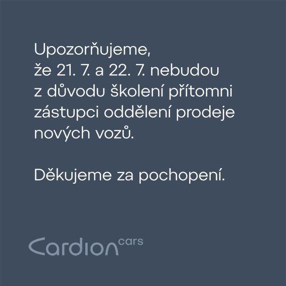 Nepřítomnost prodejců nových vozů 21. 7. a 22. 7.