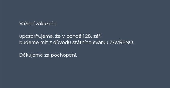 V pondělí 28. září budeme mít ZAVŘENO